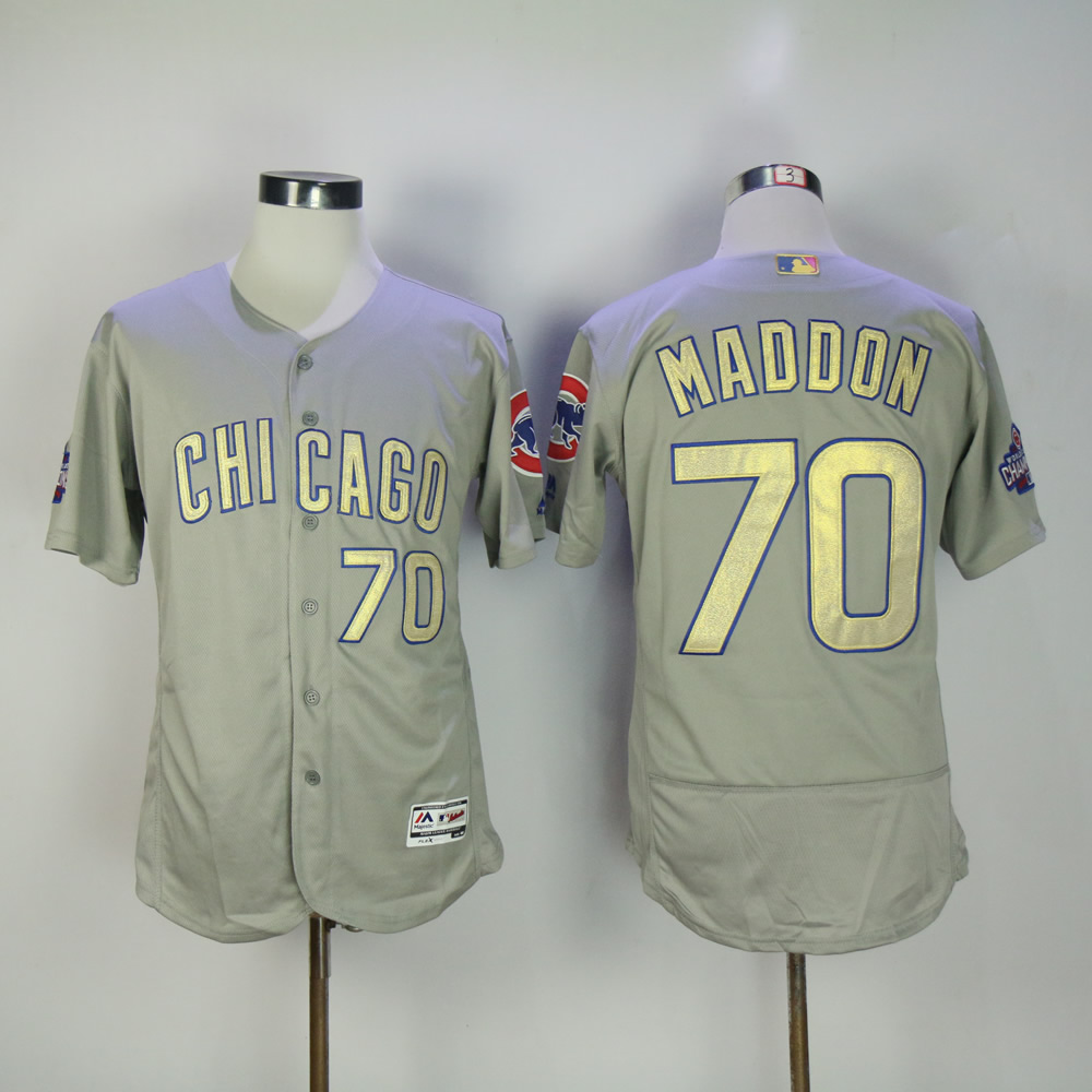Men Chicago Cubs #70 Maddon Grey Champion MLB Jerseys